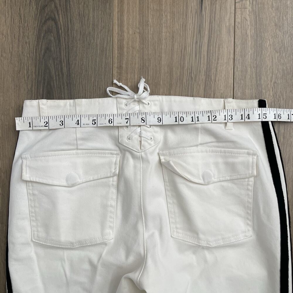 PAM & GELA Women's Size 26 Side Stripe Raw Step Hem Ankle Pants Jeans White - Picture 8 of 9